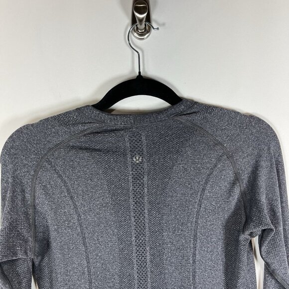 Lululemon Swiftly Tech Long Sleeve Crew Sz‎ 8 Gray Thumbholes Workout Yoga - Picture 6 of 8